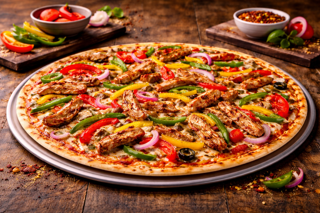Thin Crust Chicken Fajita Large Pizza at Pizza Hut – Fajita Chicken, Peppers, Onions