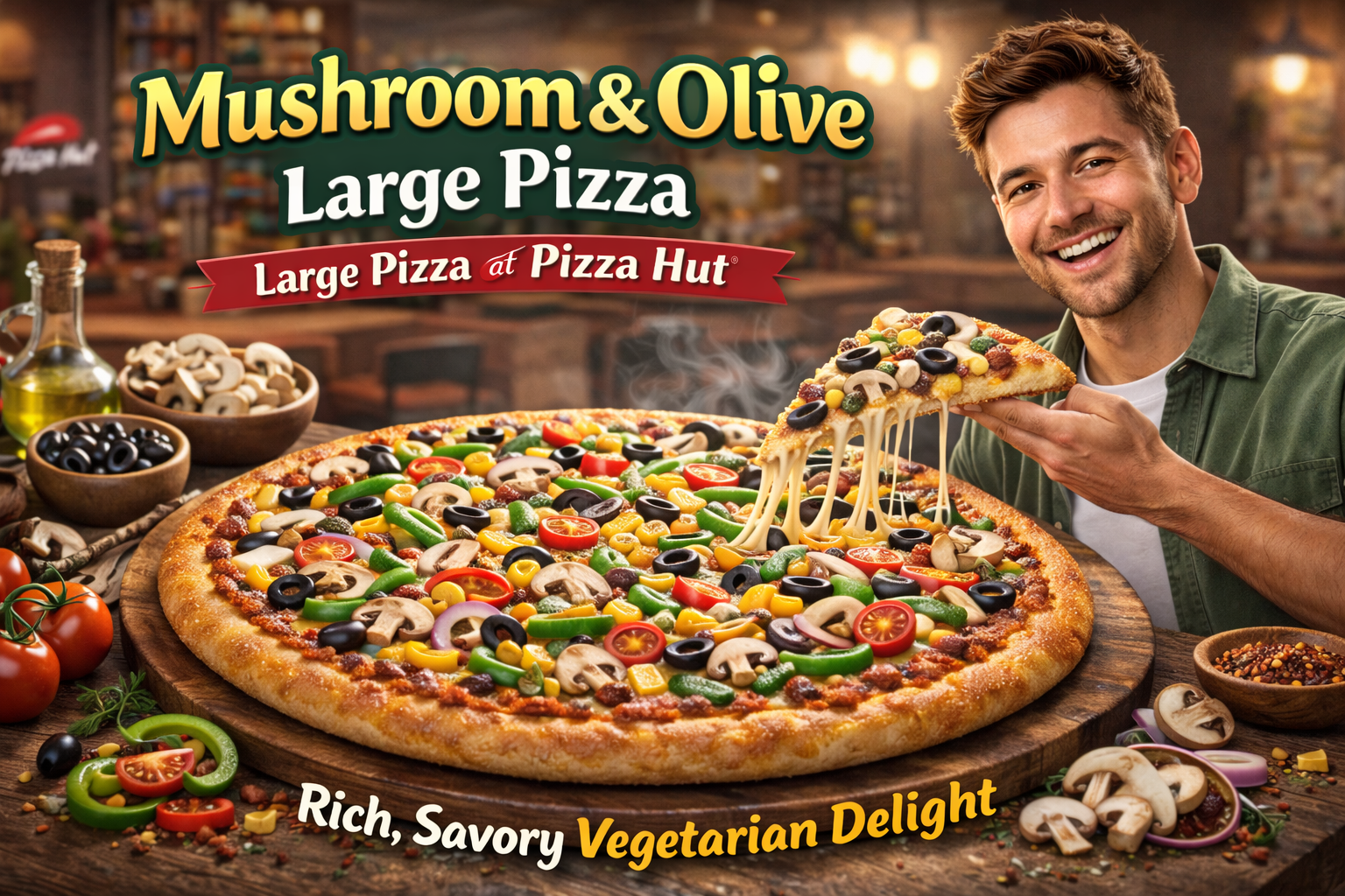 Mushroom & Olive Large Pizza