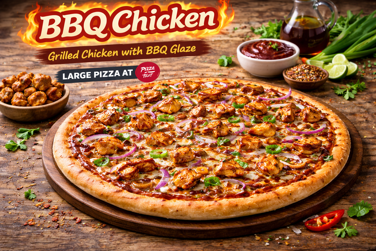 BBQ Chicken Large Pizza at Pizza Hut – Grilled Chicken with BBQ Glaze