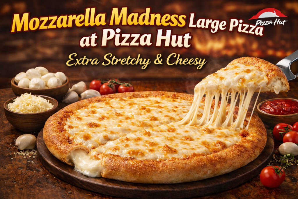 Mozzarella Madness Large Pizza at Pizza Hut – Extra Stretchy & Cheesy