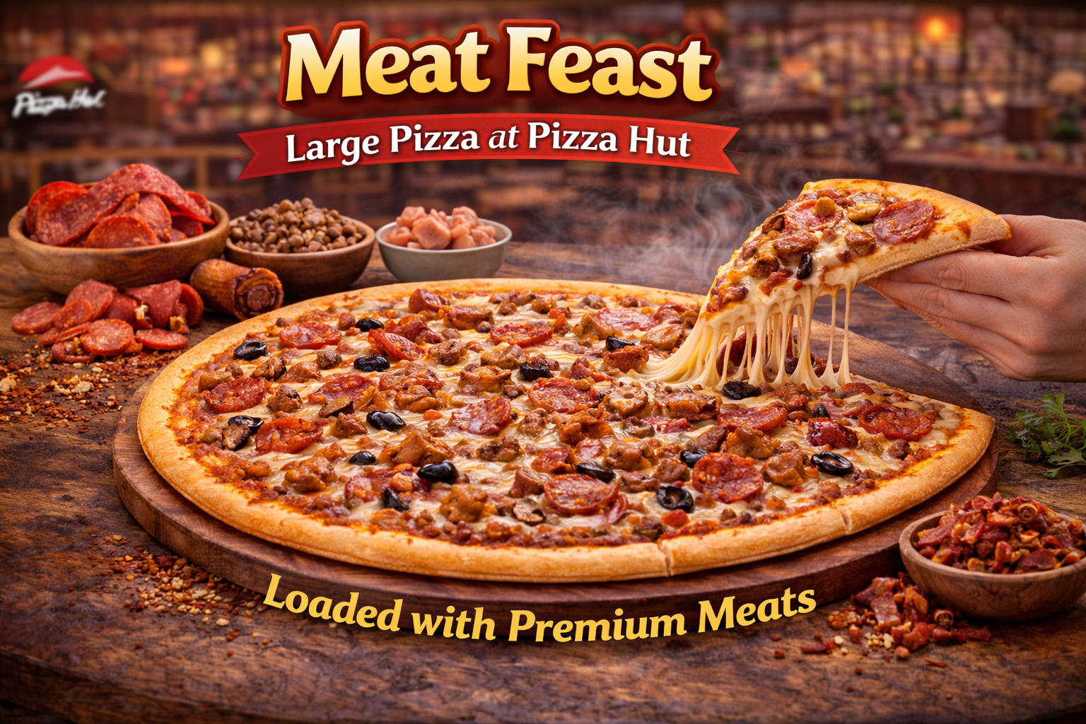 Meat Feast Large Pizza at Pizza Hut – Loaded with Premium Meats